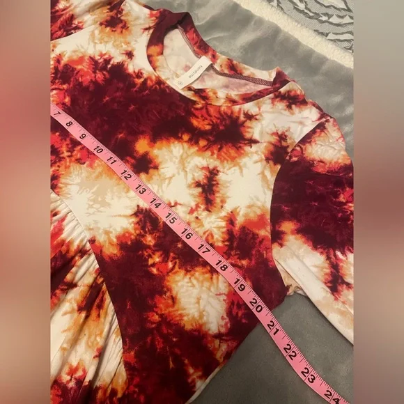 Honeyme - red orange tie dye tunic baby doll top. Size M - Picture 4 of 6